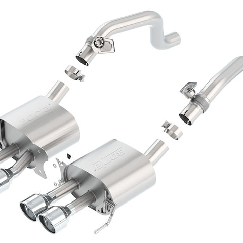 Borla S-Type Exhaust, Quad Silver Tips (NO AFM & NPP) 2014-2019 Stingray, GS, Z06