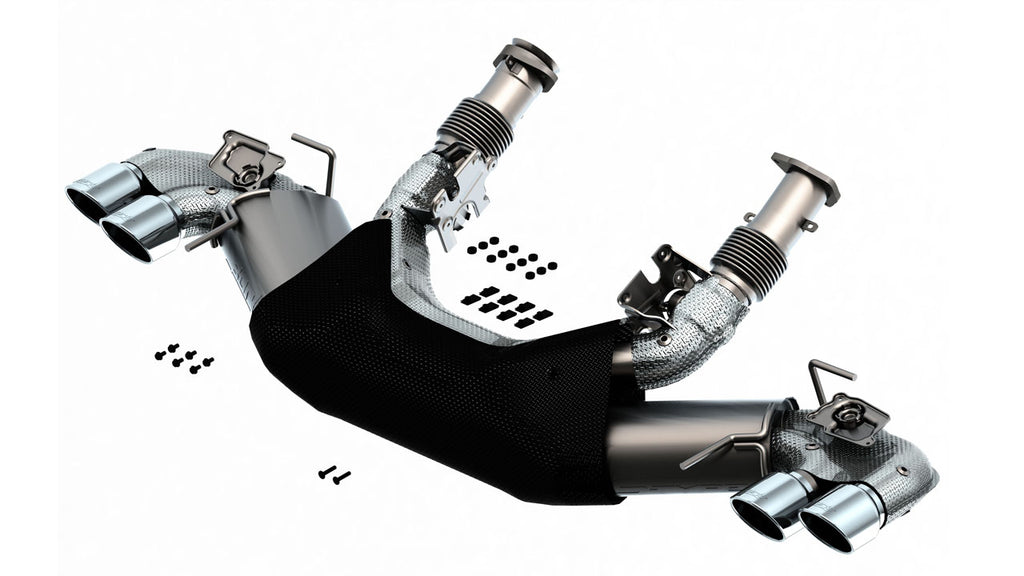 Borla S-Type Exhaust, Quad Silver, Black or Carbon Fiber Tips (w/ NPP) 2020-2024 C8 Stingray