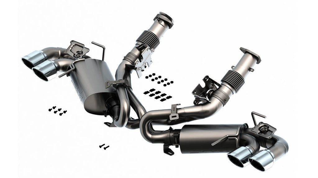 Borla S-Type Exhaust, Quad Silver, Black or Carbon Fiber Tips (w/ NPP) 2020-2024 C8 Stingray