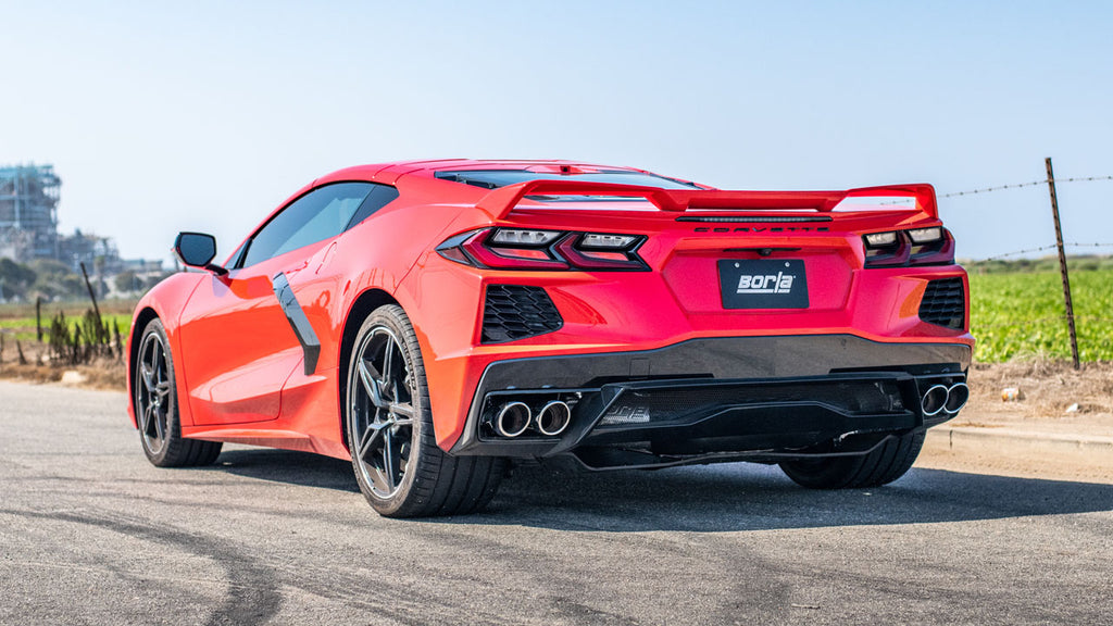 Borla S-Type Exhaust, Quad Silver, Black or Carbon Fiber Tips (No NPP) 2020-2024 C8 Stingray