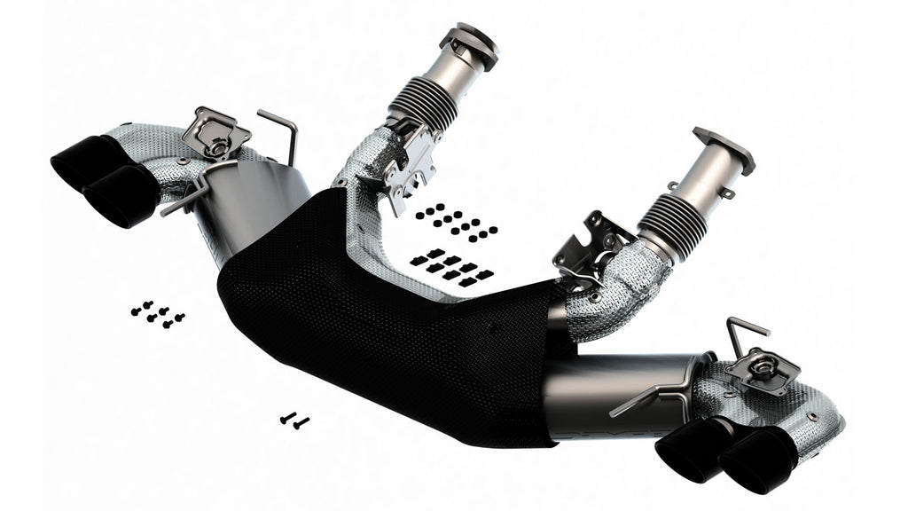 Borla S-Type Exhaust, Quad Silver, Black or Carbon Fiber Tips (w/ NPP) 2020-2024 C8 Stingray