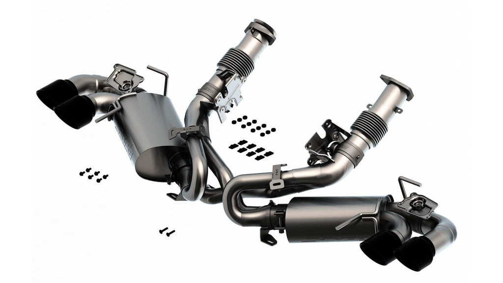 Borla S-Type Exhaust, Quad Silver, Black or Carbon Fiber Tips (w/ NPP) 2020-2024 C8 Stingray