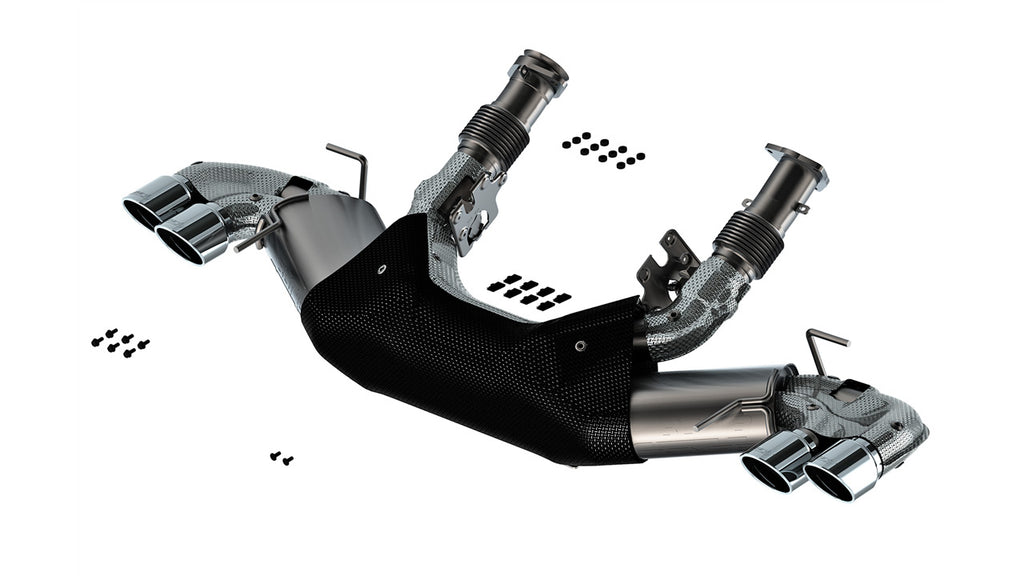 Borla S-Type Exhaust, Quad Silver, Black or Carbon Fiber Tips (No NPP) 2020-2024 C8 Stingray