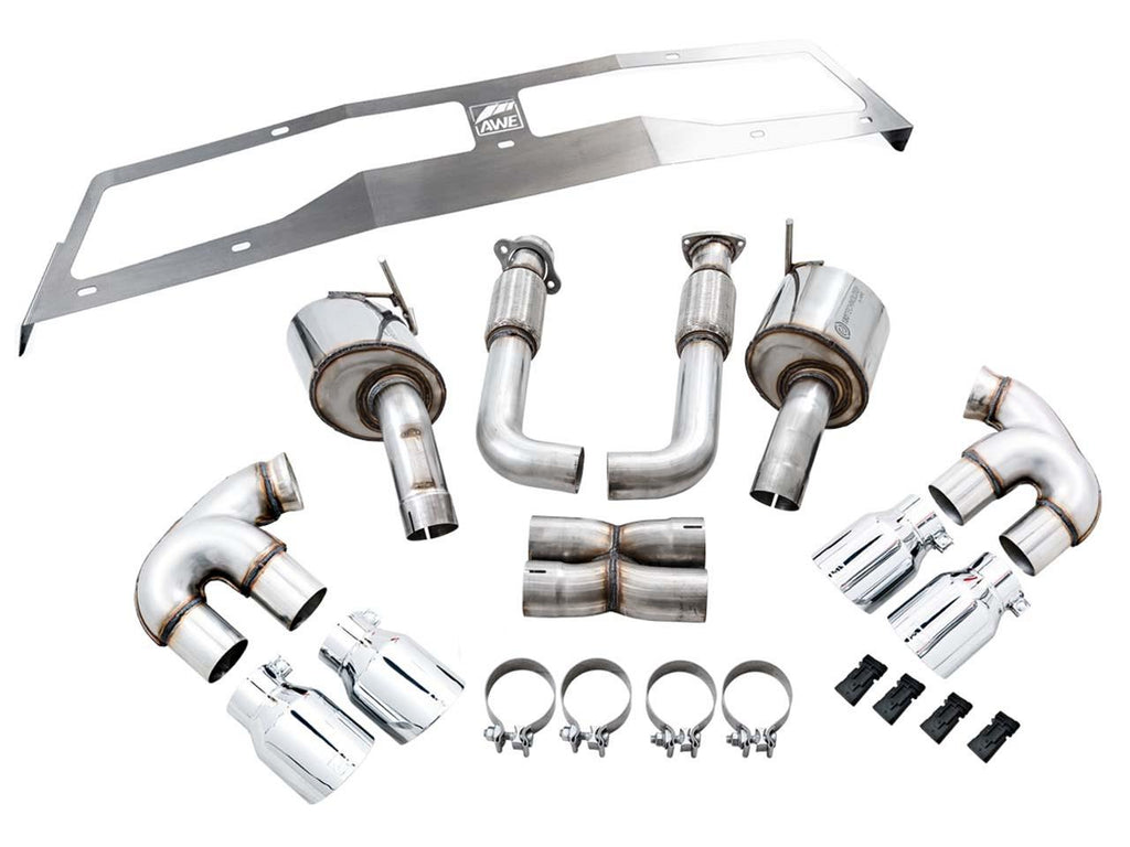 AWE Touring Edition Exhaust for C8 Corvette - Quad Chrome Silver or Black Tips (w/ NPP, wo/NPP) 2020-2024 C8 Stingray
