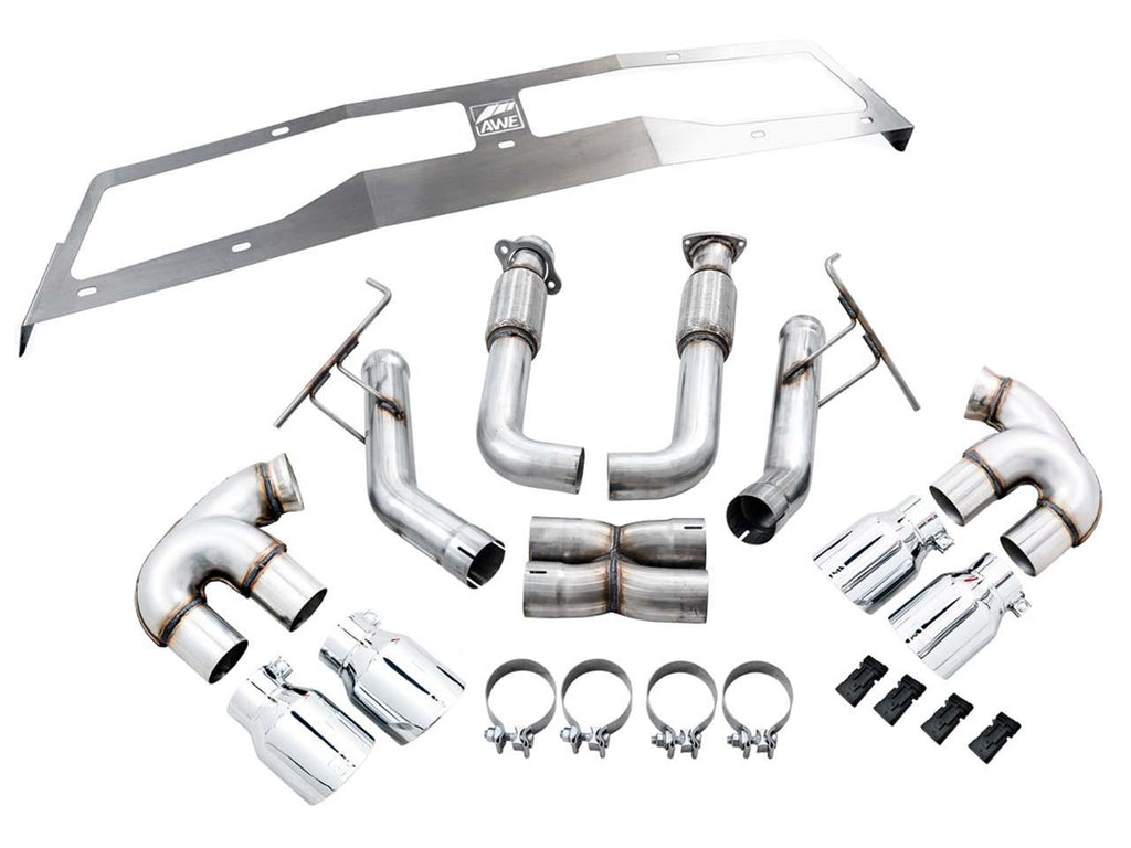 AWE Track Edition Exhaust for C8 Corvette - Quad Chrome Silver or Black Tips (w/ NPP, wo/NPP) 2020-2024 C8 Stingray