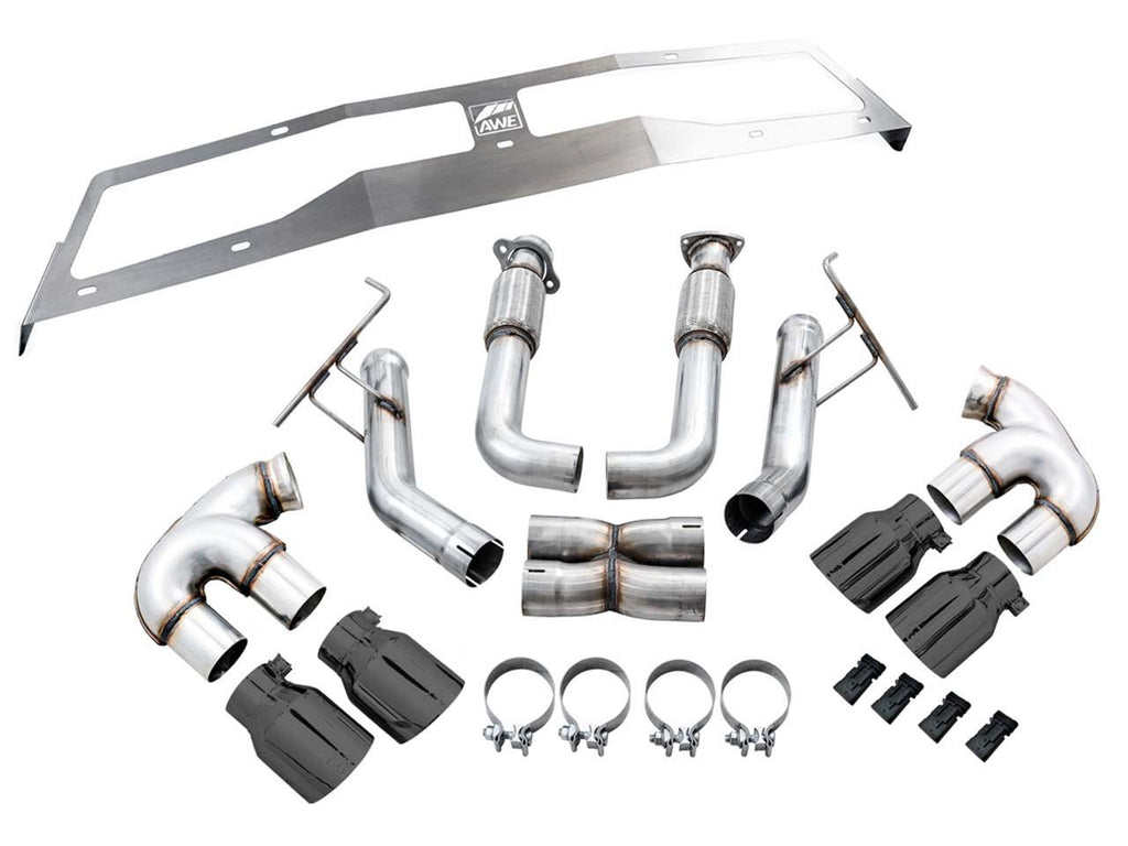 AWE Track Edition Exhaust for C8 Corvette - Quad Chrome Silver or Black Tips (w/ NPP, wo/NPP) 2020-2024 C8 Stingray