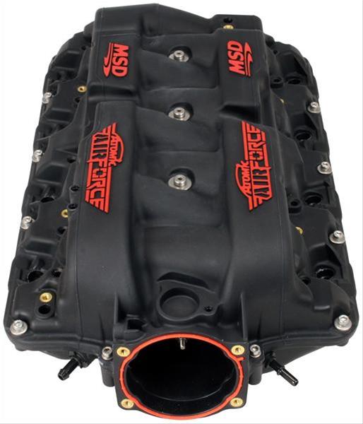 MSD Atomic AirForce Intake Manifold, Red Or Black Letters, LSx Cathedral Port